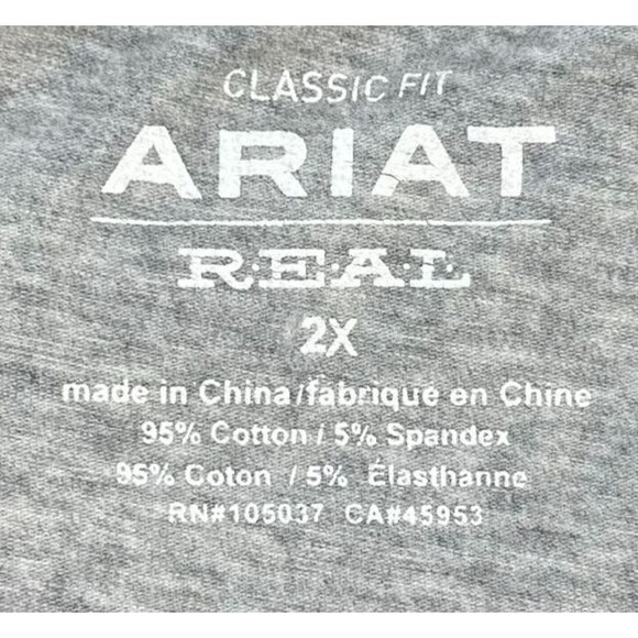 Ariat Real T-Shirt Women's 2X 3/4 Sleeve Red Gray Classic Fit "Live, Love, Ride" - Picture 4 of 8